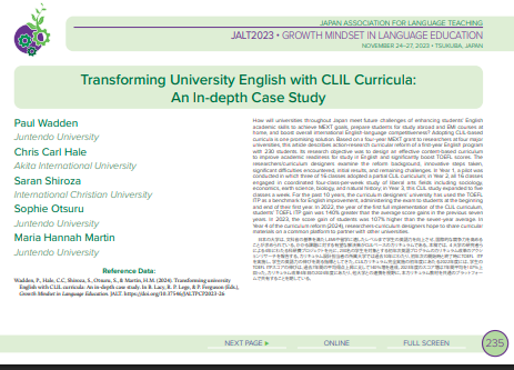 Transforming university English with CLIL curricula: An in-depth case study