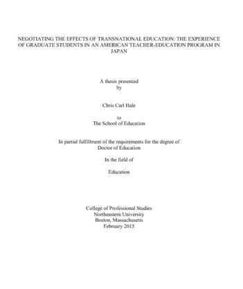 Negotiating the effects of transnational education: The experience of graduate students in an American teacher-education program