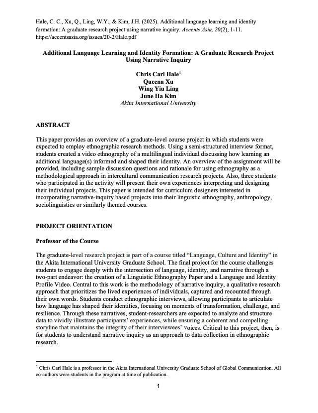 Additional language learning and identity formation